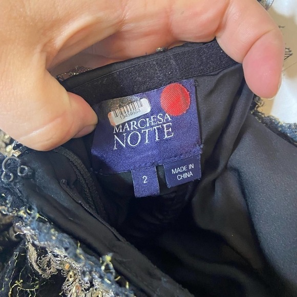 Marchesa notte gilded gold black lace strapless sweetheart gown - Picture 3 of 7